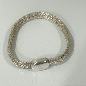 Monet signed vintage mesh Silver Bracelet (8mm) with magnetic clasp